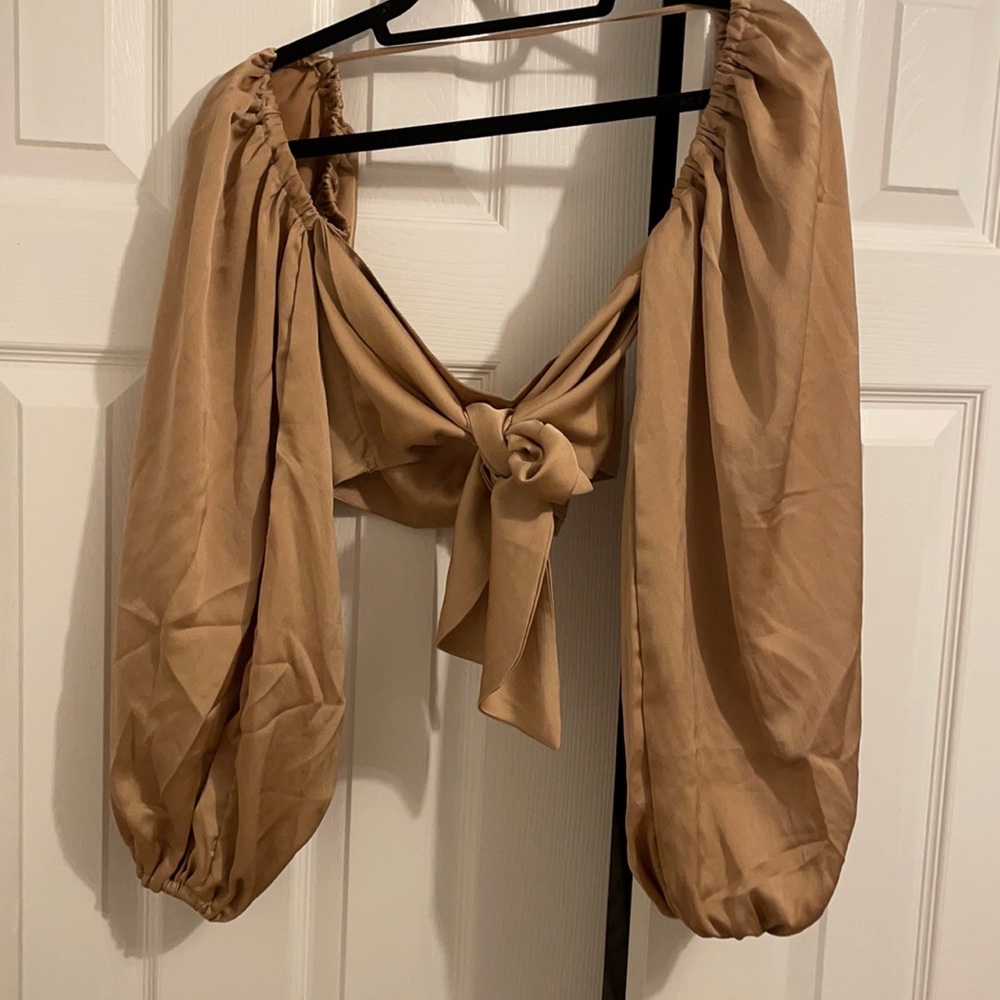 silky dark gold crop top